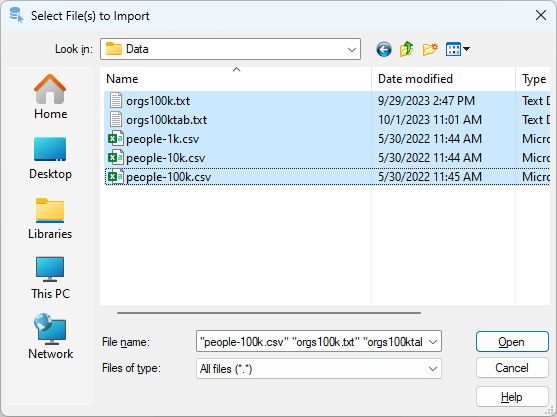 file browser selecting group of files